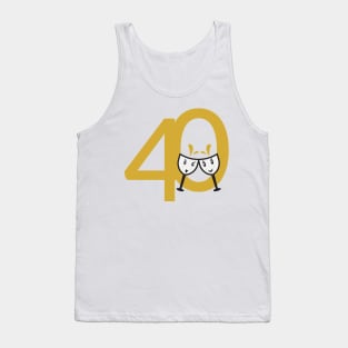 40th Birthday Large Numbers and Cute Wine Glasses Tank Top